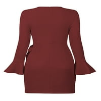 Paille Dame Solid Color Plain Pulover Jumper Seksi topla džemper haljina rufselle zimski mini haljine