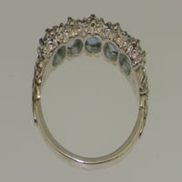 Britanci napravio 18k bijelo zlato prirodno AAA Aquamarine Womens Vječni prsten - Opcije veličine - veličina 10.25