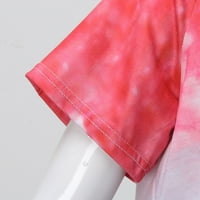 Žene Casual CrewNeck vrhovi kravata majica V izrez kratkih rukava majice Gradijent boja TEE Heart Print