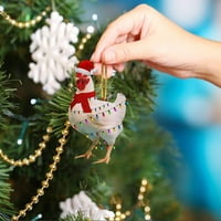 Knqrhpse Božićni ukrasi Božićne piletine akrilni ukrasi Božićne ukrase sa božićnim šal pileći božićni