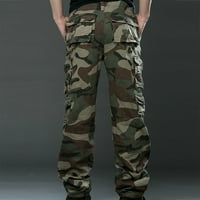 Muške klasične Camo Cargo hlače Pamučne ležerne ravne širine pantalone za noge labavi fit multi džepovi