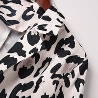 Žene Blazer-Jackets Leopard tiskani posao skreće odijelo s dugim rukavima kaput vanjske odjeće smeđe