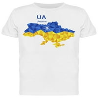 Ukrajina Flag Mapa Poligonalna majica Muškarci -Image by Shutterstock, Muškarac Veliki
