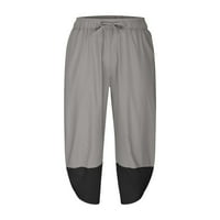 Qiaocaity lagane ljetne hlače za muškarce Pamučni posteljina patchwork capris džepne crteže casual hlače
