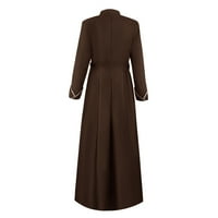 Miluxas Woman Solid Dug-rukav dugme Robe Kostim muslimanskog kapelainskog kaputa smeđa 4
