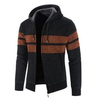 Paptzroi muški zimski džemper jakna dugih rukava plus kapuljača debela prugasta džemper modna kardiganska