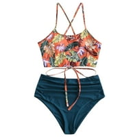 Dva za žene Bikini set tiskani podstavljeni kupaći kostimi za kupanje plaže Monokini