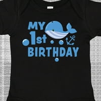 Inktastični nautički moj prvi rođendan sa plavim kitovima i sidrom poklonom dječaka djeteta ili dječje