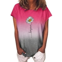 Ženske majice Modne žene Gradijent cvjetni ispis O-izrez kratkih rukava majica bluza vrhovi ženske majice