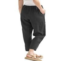 Sanviglor Dame Loungewewwear Solid Color Dno su elastične pantalone za struku Loose hlače plaža pamučna
