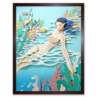 Jedan sa morskim kirigamim vodenim luknim kraftom, umjetničkim umjetnosti Framed poster zidni dekor