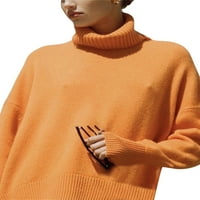 Bagilaanoe Žene Turtleneck džemper dugih rukava pletena vuna pulover labavo Chunky Knit Jumper pletiva