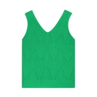 Ženski ljetni vrhovi dame modne čvrste boje Halter top ledene svilene pletene plaže prsluci Top Green