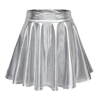 Ženska povremena moda sjajna metalna plarena nagnuta a-line mini suknja