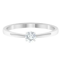 Womens 0. CT dijamantski pasijan za okrugli oblikovan, prsten za obloge u kandži, sterling srebrnom,