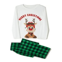 Porodica koja odgovara Božićne pidžame Set Pismo Elk Print Dugi rukavi na dugim rukavima Plevene hlače