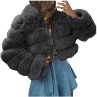 Xihbxyly Ženski zimski kaputFashion Fau dugih rukava Fleece Lagana jesena obrezana jakna Outerwear Clearence