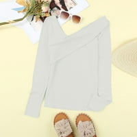 Bluze za žene za slobodno vrijeme dugih rukava scoop majice bijeli 3xl