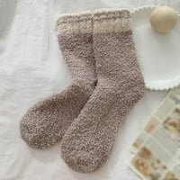 Heiheiup Žene zimske čarape jesen i zima Srednja cijev čarape Coral zadebljane tople čarape mens no
