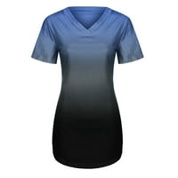 IOPQO ženski vrhovi ženskih kratkih rukava V-izrez Gradient boja labava casual bluza Majica Topswomens