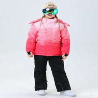 Djevojkov zimski set za skisuit, zimska zgušnjava hlače za skijanje s kapuljačom set Softshell Vjetrootporni