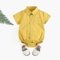 Baby Boys Plaid BodySuit Papir oblik dječje majice Muška košulja za bebe kratki rukav HA Solid Color