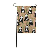 Prekrasan beavljiv apstraktni uzorak sa slatkim pandama obojena pozadina bambusove baštenske zastave