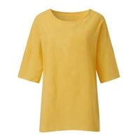 Ženski vrhovi ljeto rukavske posade Cvjetni ispisani labavi T majice posteljina tunika za bluze za bluze Ležerne prilike