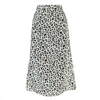 Suknje za žene za žene Solid Fashion Leopard Print Šifon Print prorez Visoko struk suknje Midi suknje