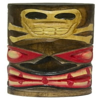 Visoka ručna izrezbarena, ručno oslikana Tiki Totem pol - lobanja