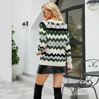 Ženski džemper jesen i zimski modni okrugli vrat Vintage plestin Ispiši ležerni džemper