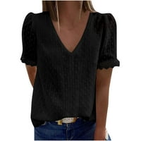 Inleife ženske majice kratki rukavi modna casual čvrsta ženska majica s majicom V-izrezom