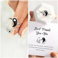 Heiheiup prijatelju vama i mi srebrni prstenovi dvostruki koloni prsteni za prsten za vjenčani prstenovi