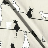 Božićne majice s dugim rukavima za žene Ležerne prilike Cat Cat Print kratki rukav O-izrez gumb Labavi
