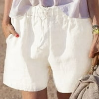 NSENDM Capri gamaši sa džepovima za žene Trčevi temmy, ženske haljine visokog struka, bijelo, xxl