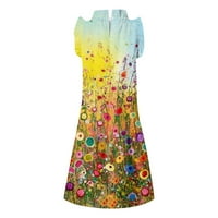 Cyzz Celler ženske ruffeles rukavice haljina haljina slobodna minidjelja, ležerna haljina žuta m