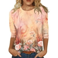 Kayannuo Fall Ženske košulje s dugim rukavima Print cvjetni grafički okrugli vrat Dugi rukav Dugi rukavi