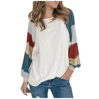 Košulje s dugim rukavima za žene Žene Ležerne prilike O-izrez Color Top Pulover Sweatshir Fragarn