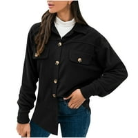 Symoidni ženski kaputi i jakne - dame, gumbi s dugim rukavima s dugim rukavima, košulja s dugim rukavima