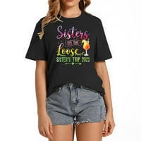 Sestre na labavoj, vikendu tiie-boje sestre tri stilski ženska grafička štampana majica za ljeto