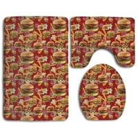 Crveni hamburgeri pomfrit pomfrit Kupatilo za kupatilo Contour mat i toaletni poklopac poklopca