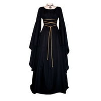 Haljina za žene, ženski rub s dugim rukavima, nepravilna haljina Halloween kostim Black XL