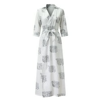 Ljetna haljina ženska modna tiskana V-izrez Zaostala vitkog obloge duge haljine za žene