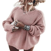 Grianlook Žene Ugodni zimski topli džemper s dugim rukavima Chunky Knit pleteni džemperi Travel Crew