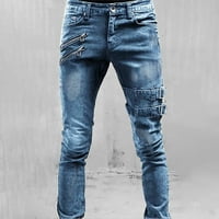 Labakihah teretni pantalone za muškarce muške pantalone Ležerne prilike Right Ripped Jeans Blue S