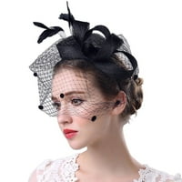 Guvpev modne žene fascinatore peni mreže kašike i perje vjenčani šešir - crna, jedna veličina