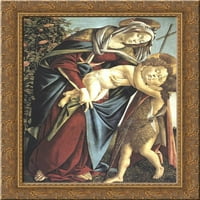 Madona i dijete i mladi Sveti John The Baptističko zlato ukrašeno drvo uokvireno platno umjetnost Sandro
