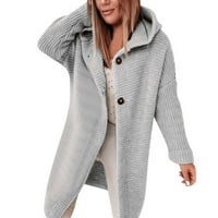 Riforla Novo kapuljač sa kapuljačom kašikom Kašika Kardigan Ženski džemper Veliki ženski habanje kardigana za žene Grey M