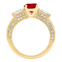 2. CT sjajan okrugli rez Clear Simulirani dijamant 18k žuti zlatni pasijans sa akcentima Trobonski prsten