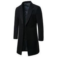 TKLpehg jakne za muškarce Trendy dugi rukav kaput modni puni u boji srednje dugi ležerne vuneni kaput